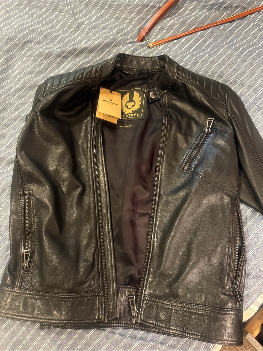 Belstaff Black Leather Bomber Jacket